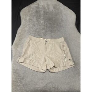 New Sonoma Women's Beige Shorts Size 12 Short Linen Blend NWT Mid Rise